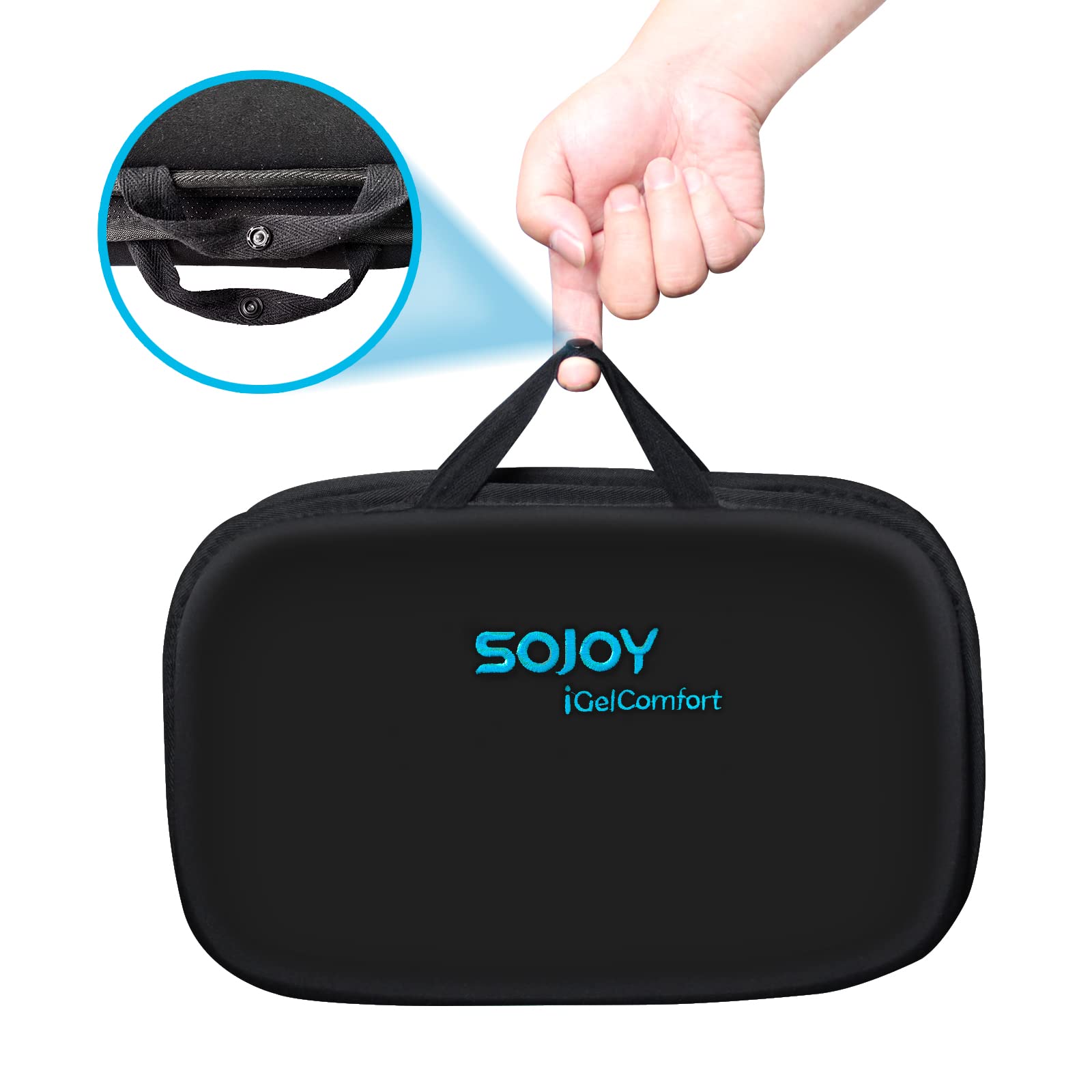 Sojoy iGelComfort 3-in-1 Foldable Gel Seat Cushion with Memory Foam - Portable Travel & Office Comfort Support (18.5