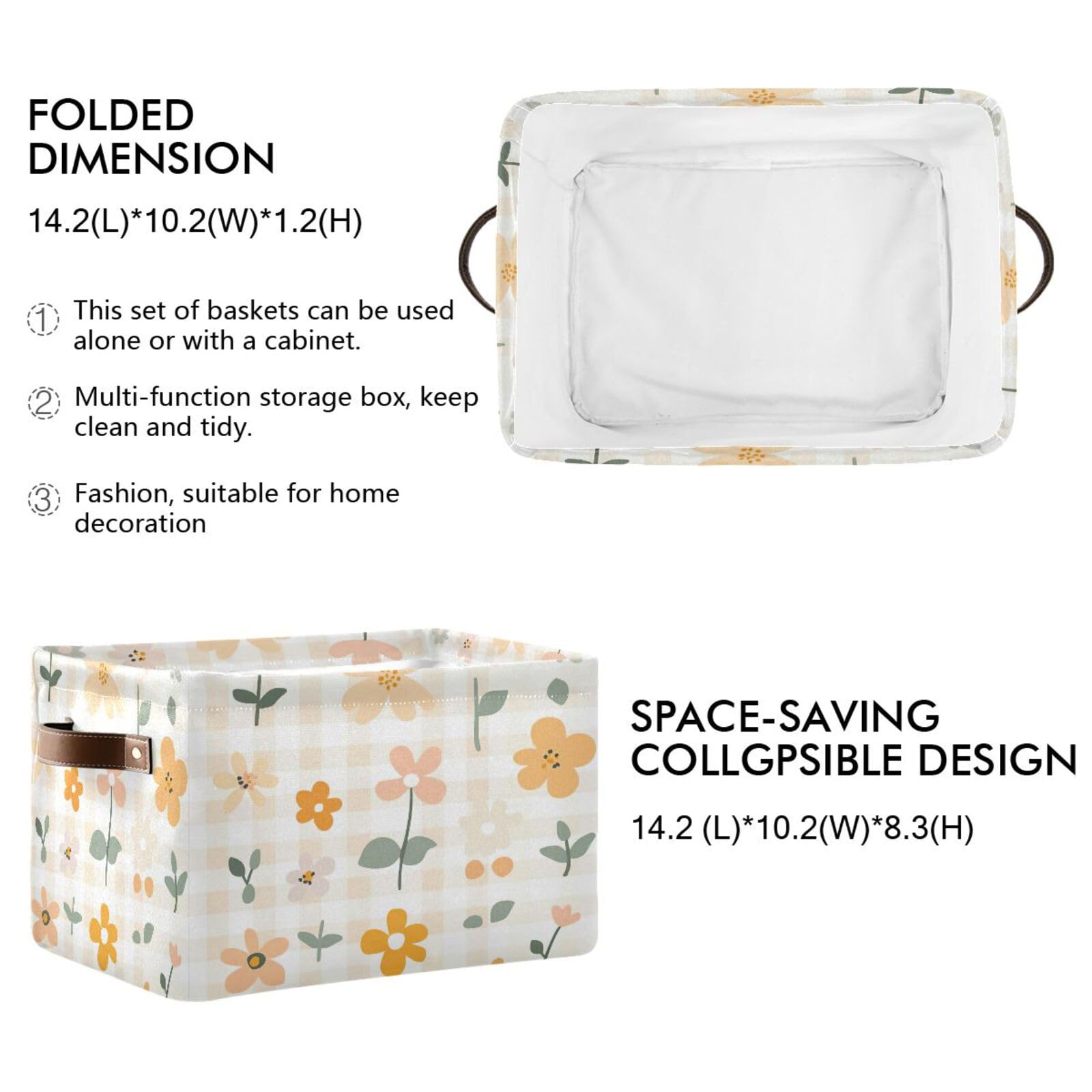 2-Pack Foldable Large Square Storage Baskets with Handles - Multi-Functional Closet Organizer for Toys, Books & Clothes | Perfect for Nursery, Bedroom & Playroom Organization