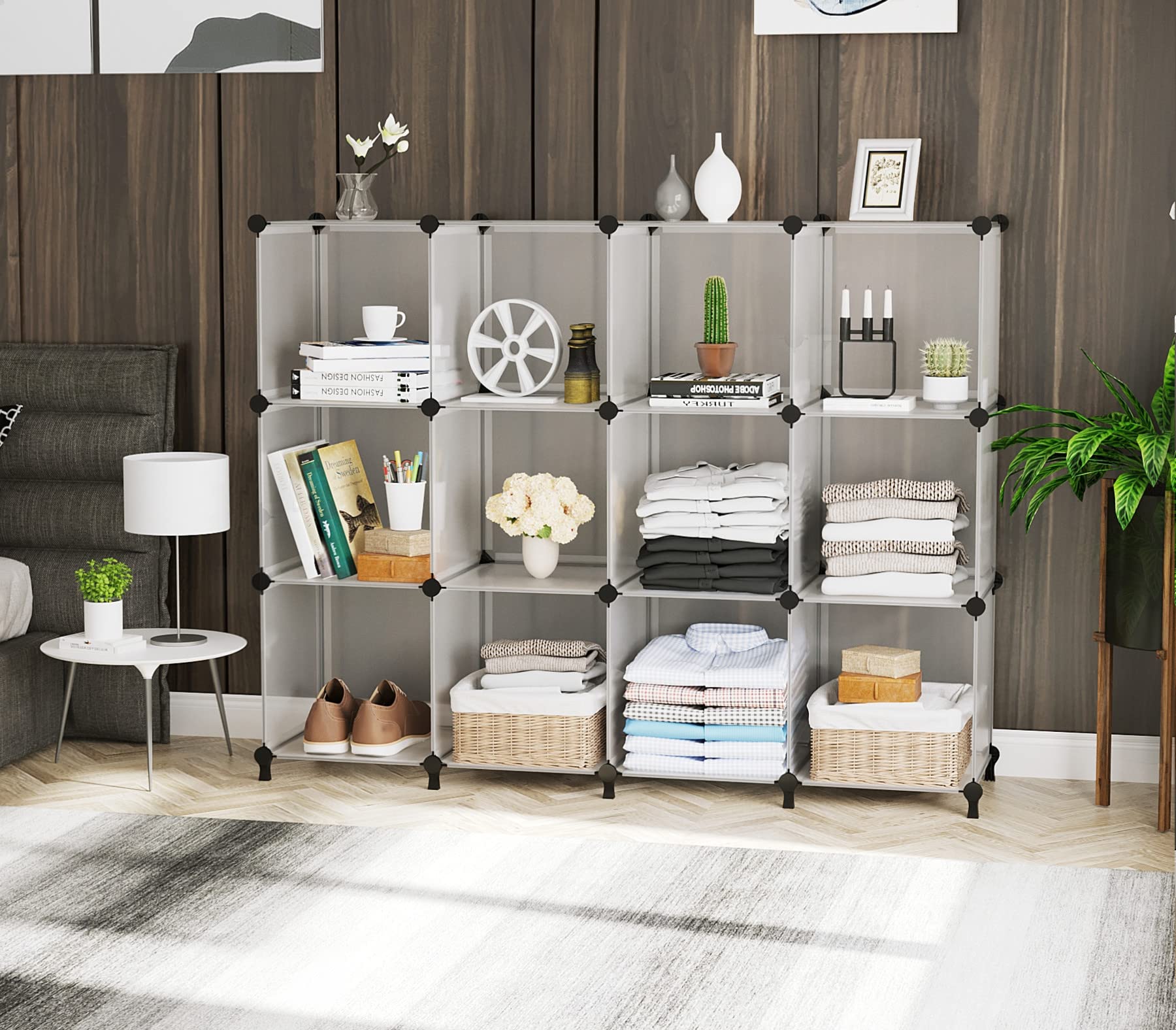 12-Cube Storage Organizer - DIY Bookshelf & Closet Shelves for Home & Bedroom Organization