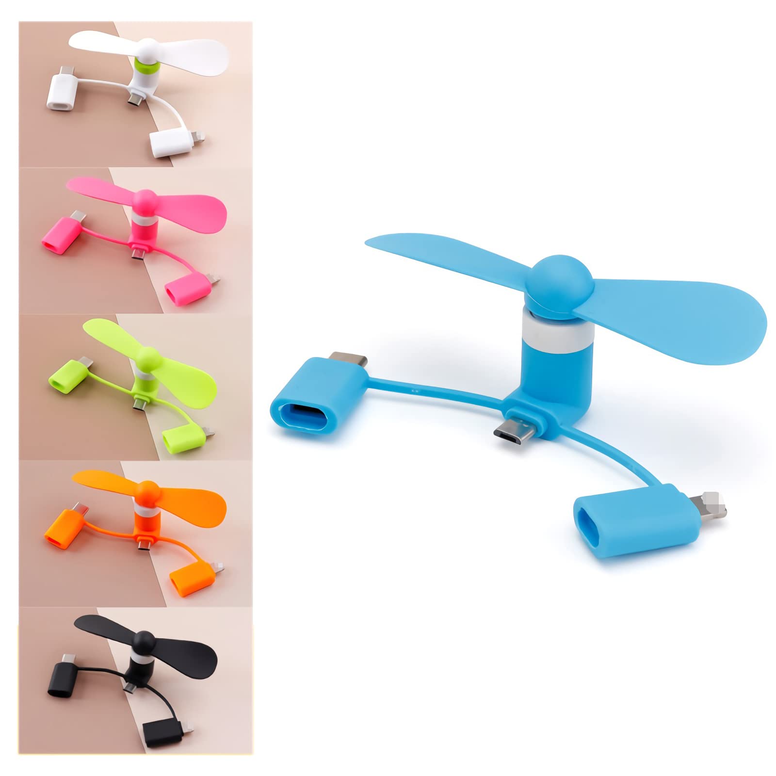 MIMIRACLE Mini Cellphone Fan - 3-in-1 Portable USB Fan for iPhone & Android Phones - 6 Pack Small Phone Cooling Fan for Summer - Perfect for Outdoor, Office, Travel & Home Use