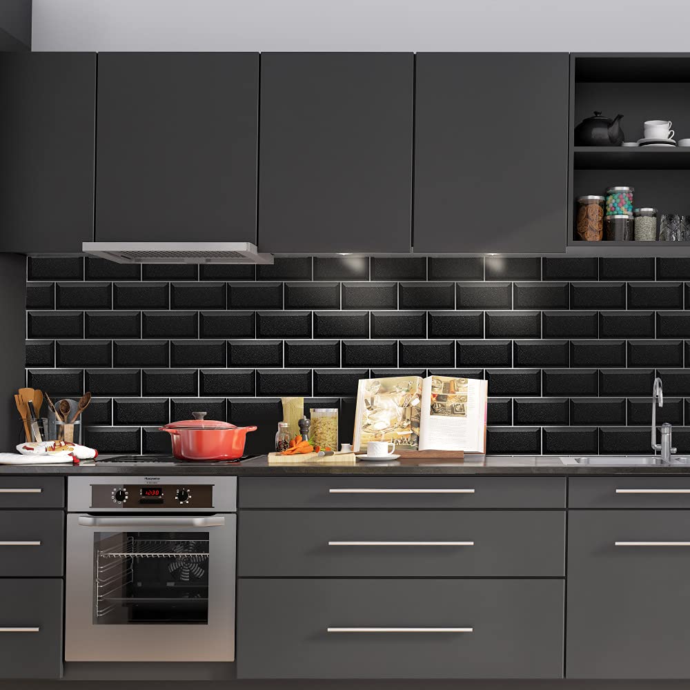 54-Piece American Black Terrazzo Tile Stickers - Waterproof & Heat Resistant Wall Decals for Kitchen Backsplash, Bathroom, and Home Renovation Projects