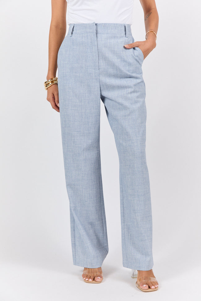 Effortless Style Chambray Woven Trousers for Women - Comfortable Casual Pants for Work, Travel & Everyday Wear