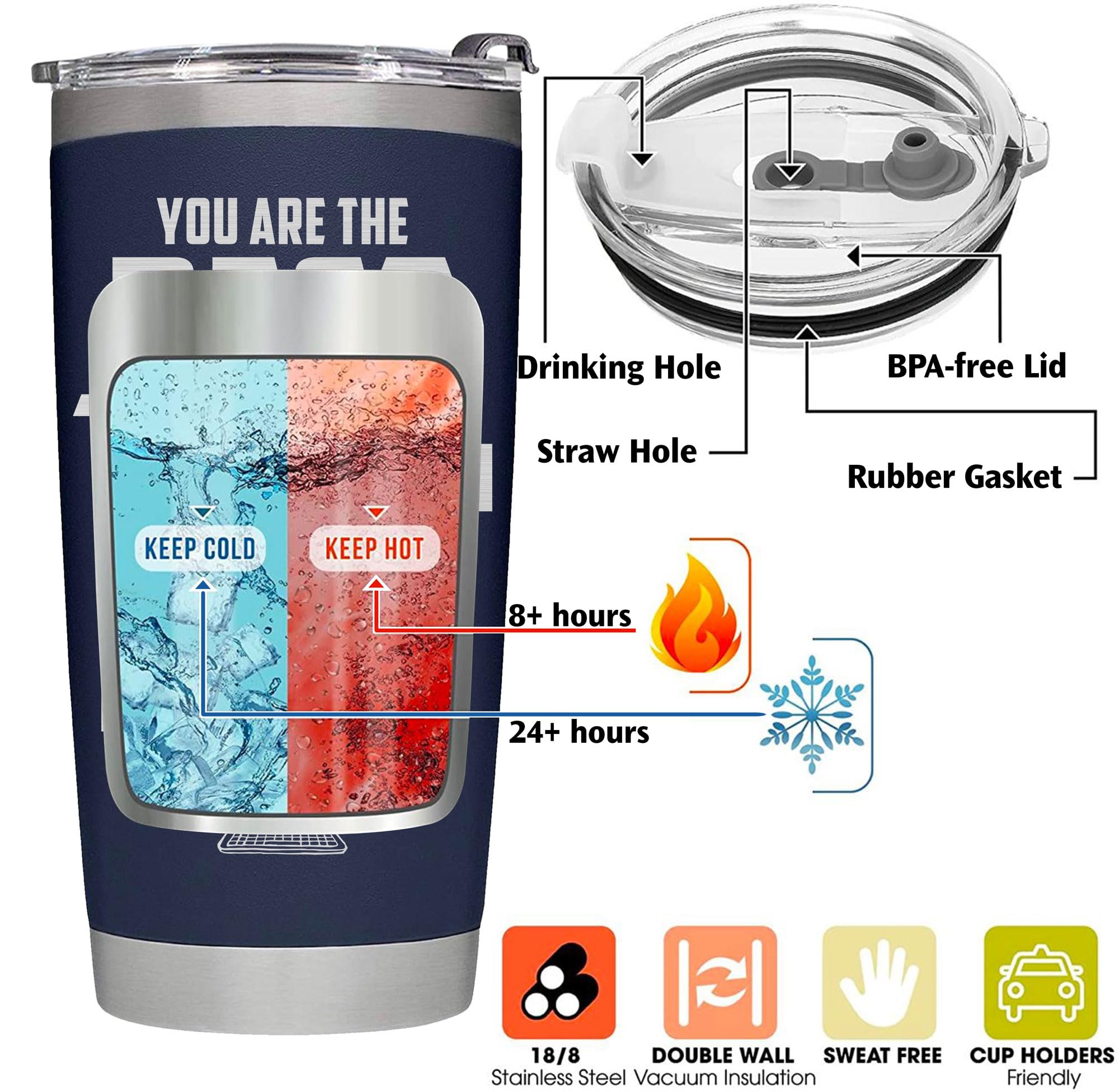 Funny 20oz Tumbler for Men - Insulated Coffee Cup with Lid & Straw - Perfect Gift for Husband, Boyfriend, Dad | Office Use, Gym, Travel & Daily Commute