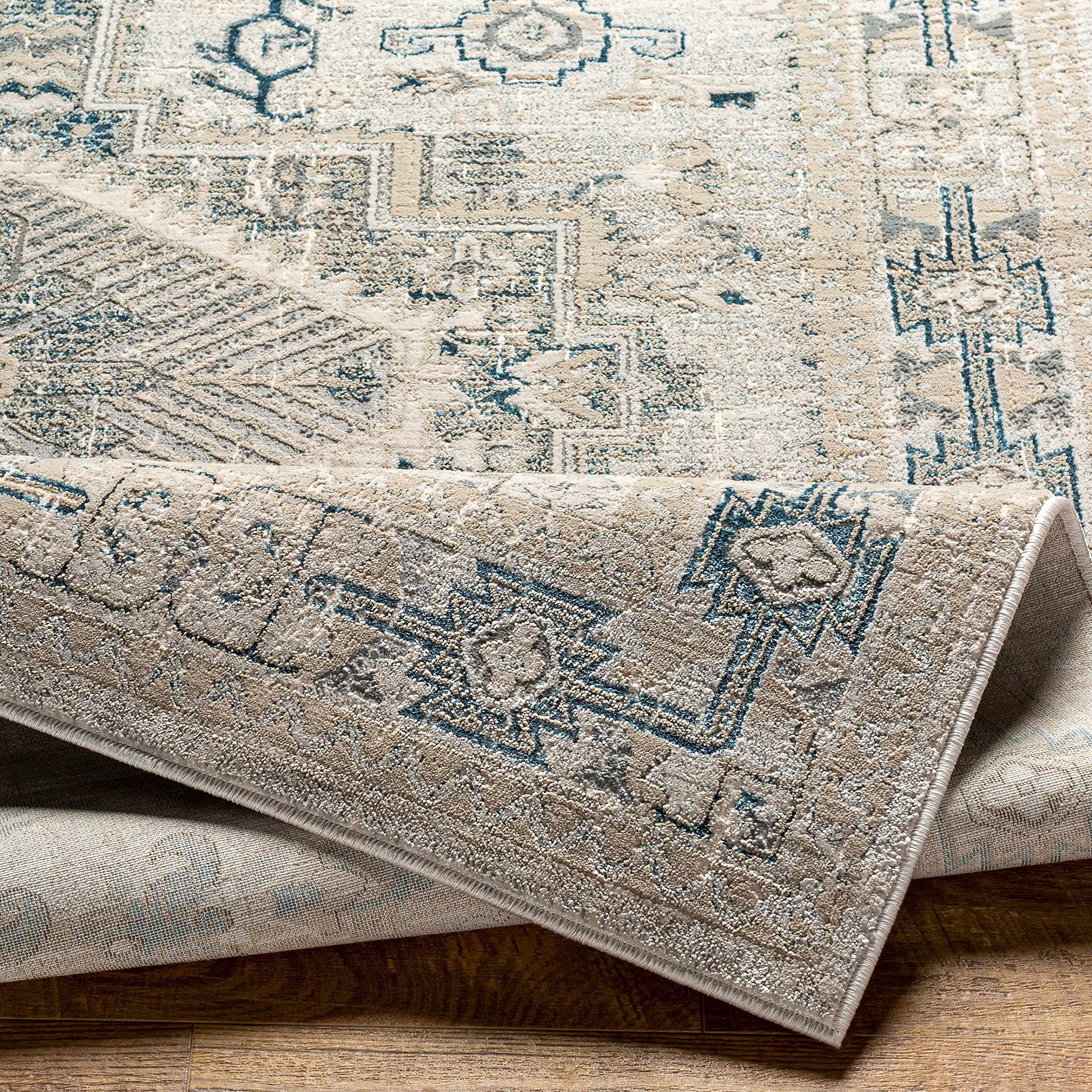 Hauteloom Girikbedro Traditional Teal Taupe Peach Area Rug 8'10