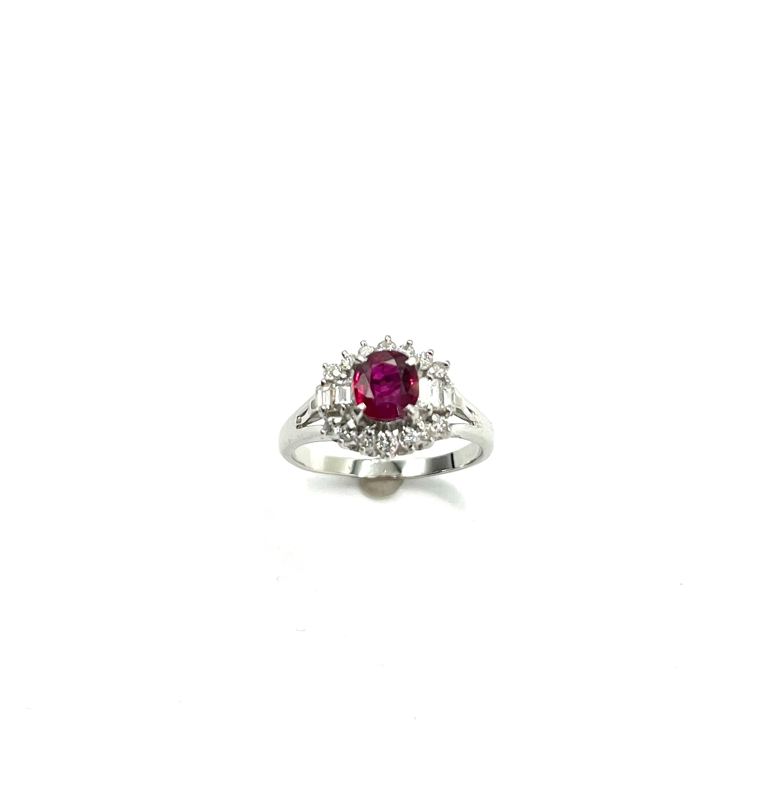 Vintage Platinum Ruby and Diamond Ring - Elegant Antique Jewelry for Women, Perfect for Weddings, Anniversaries & Special Occasions