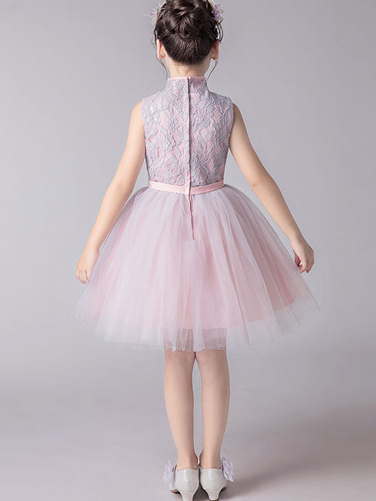 Pink Flower Girl Tulle Cheongsam Qi Pao Dress - Traditional Chinese Dress for Kids, Toddler Girls' Elegant Party Gown - Perfect for Weddings, Tea Ceremonies & Cultural Events