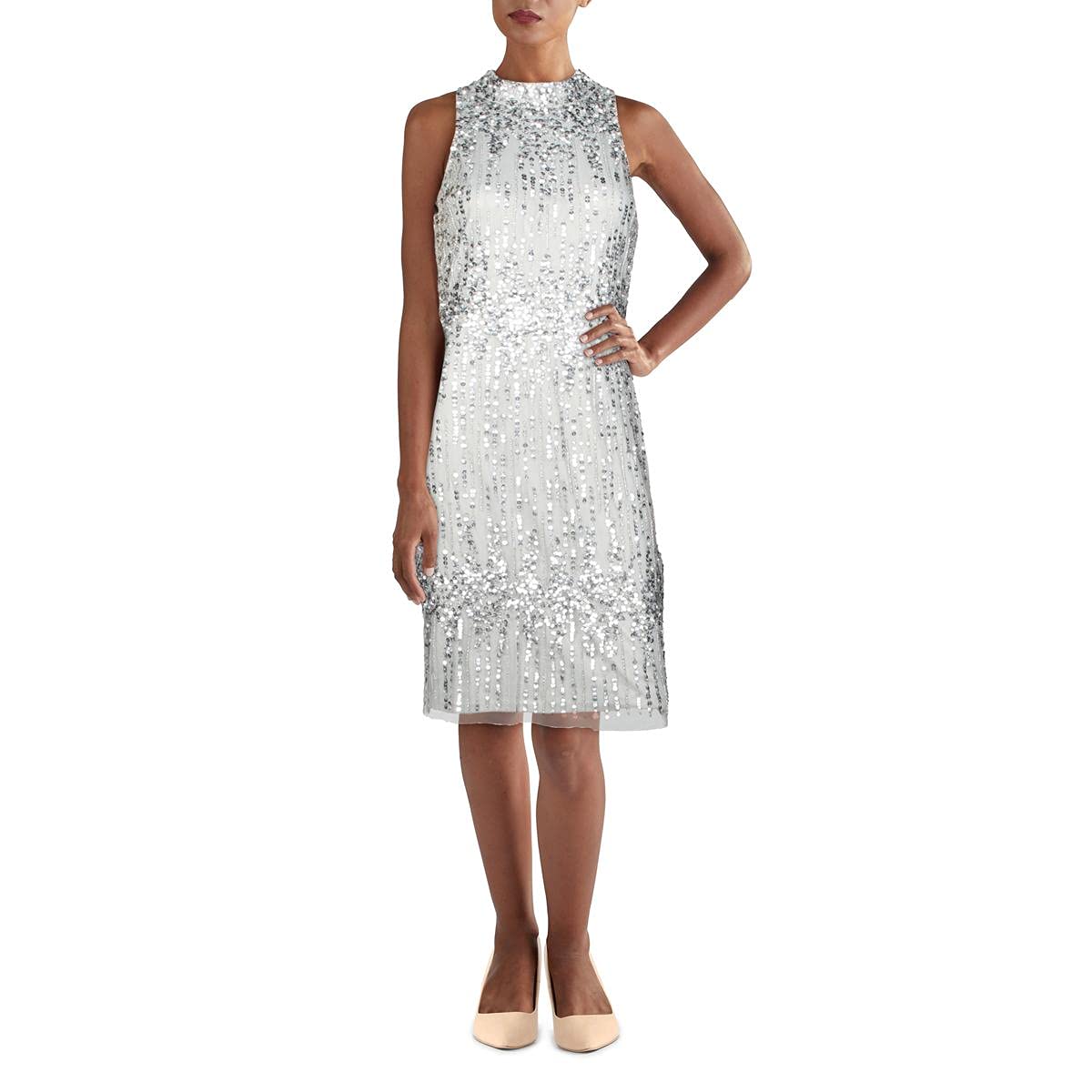 Adrianna Papell Beaded Pearl Cocktail Dress for Women - Elegant Evening Party Gown for Prom, Wedding & Special Occasions