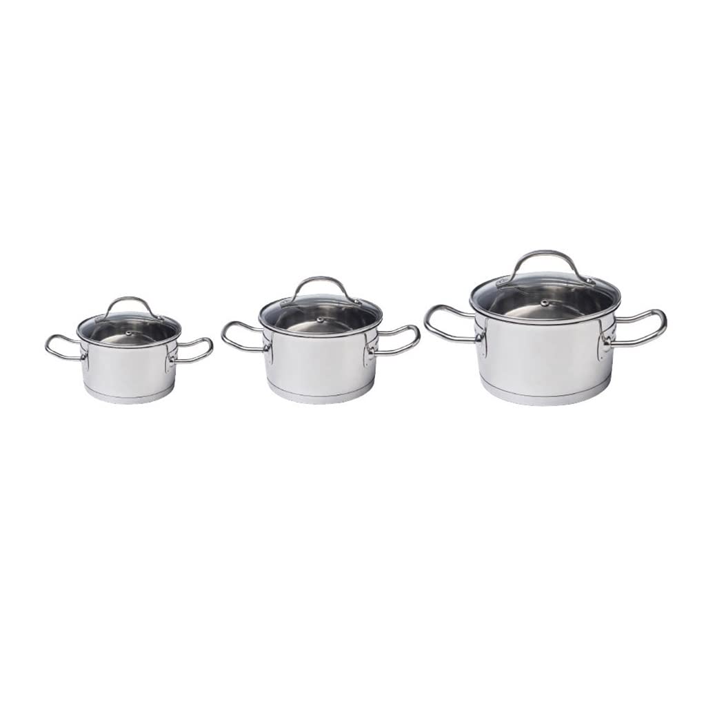 BAPYZ 304 Stainless Steel Induction Cookware Set - 3 Piece Double Bottom Soup Pot with Lid, Durable & Non-Stick for Gas & Electric Stoves - Perfect for Cooking, Boiling & Serving Soups, Stews & Pasta