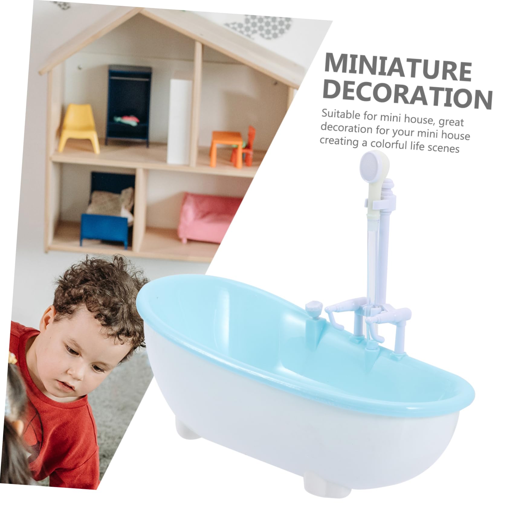 VICASKY 3-Piece Mini Bathtub Toy Set - Sky Blue Plastic Doll Bath Tub Accessories for Kids Bath Time Play & Dollhouse Furniture Decor