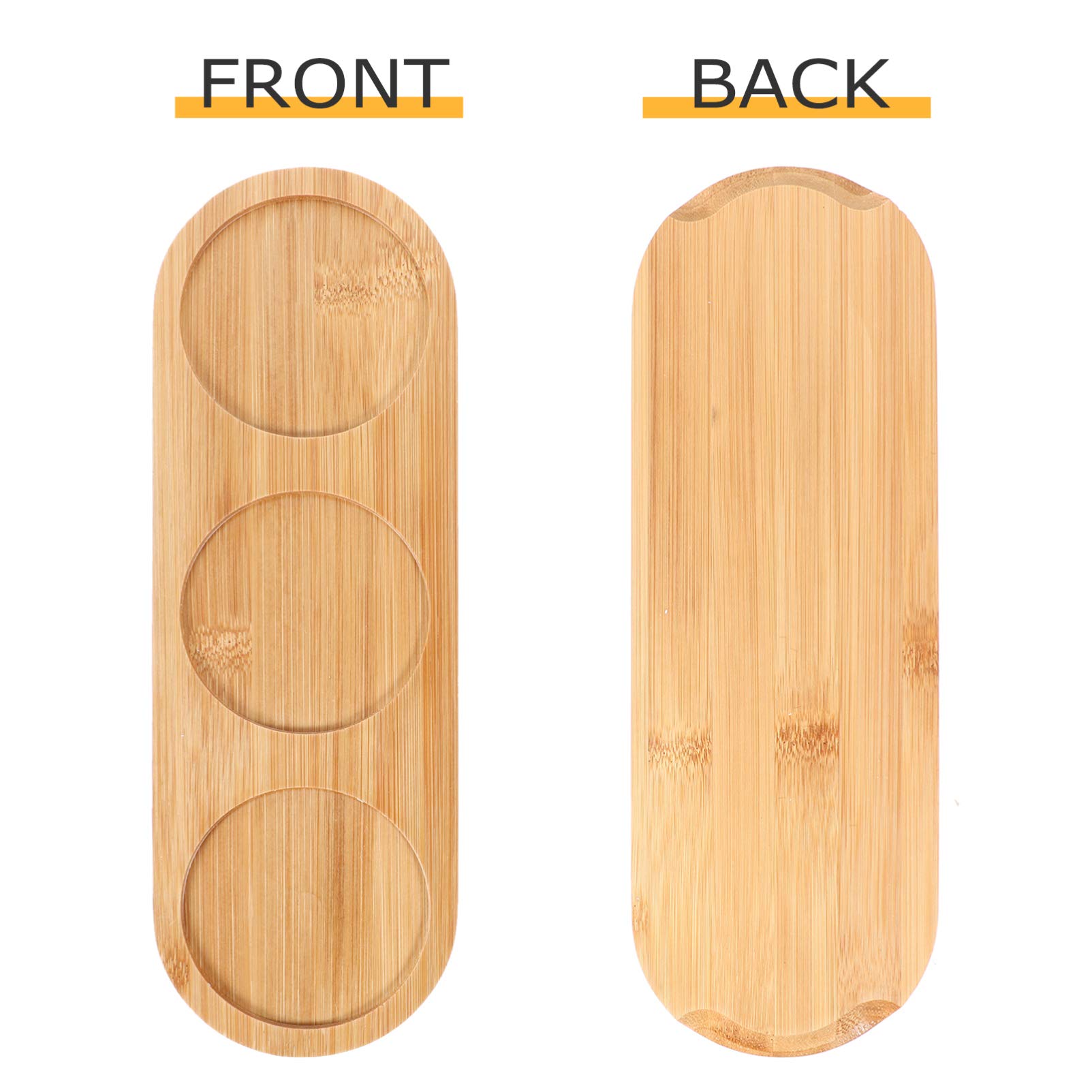 2-Piece Hemoton Bamboo Seasoning Jar Holder & Serving Tray Set - Round Wooden Coffee Table Tray for Soy Sauce, Vinegar Bottles, Cup Coasters - Perfect for Kitchen Organization & Dining Table Decor
