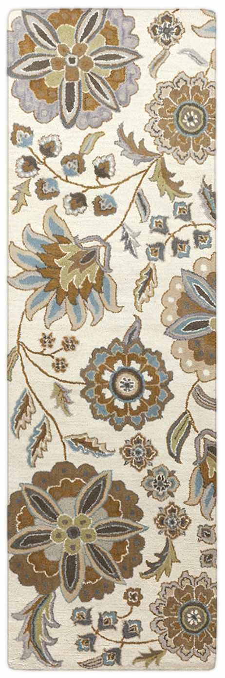 Hauteloom Mack Wool Area Rug for Living Room & Bedroom - Transitional Design in Blue, Gray, Brown - 6' Round Soft Rug - Perfect for Cozy Home Decor & Modern Interior Styling