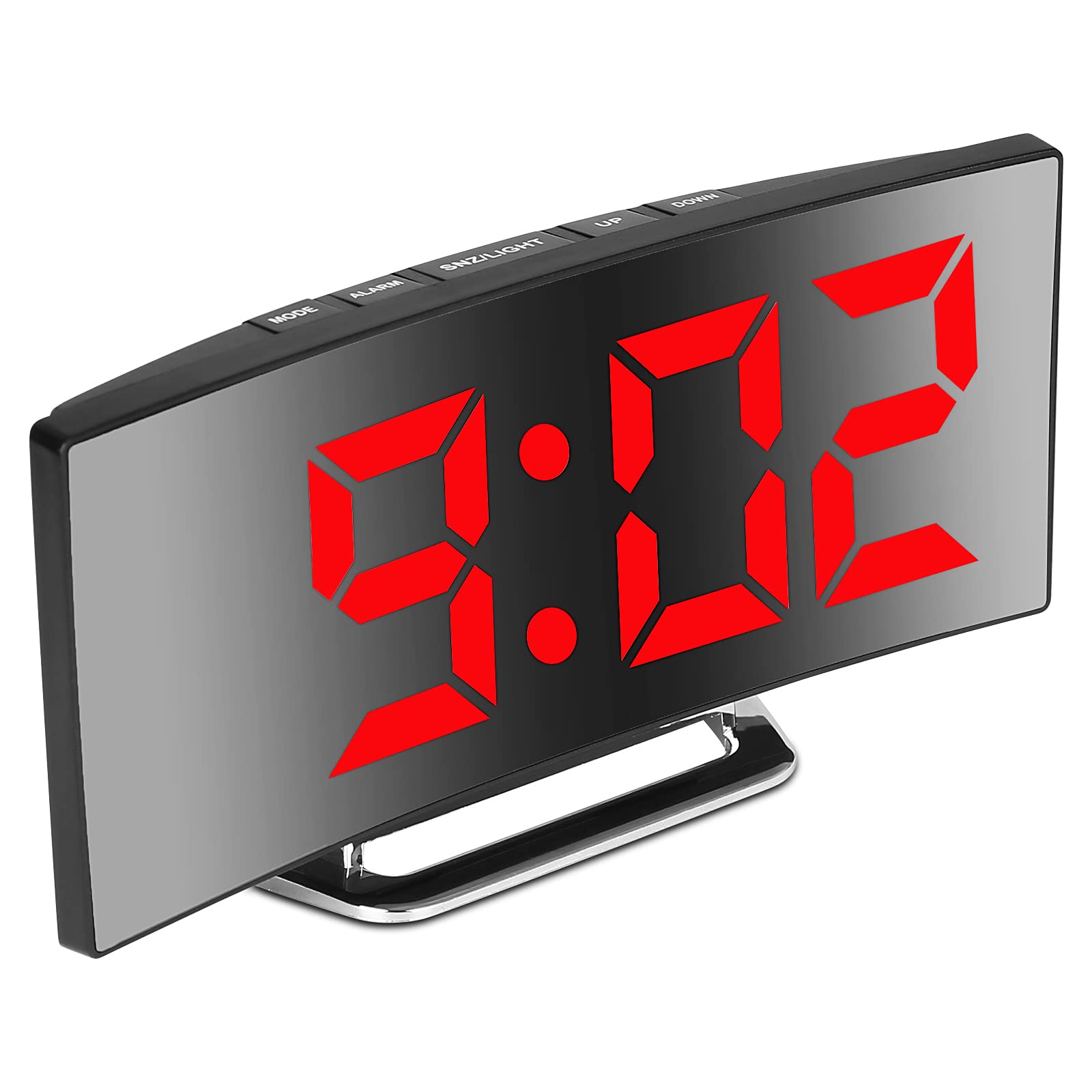 7'' Large LED Digital Alarm Clock with Mirror Screen - Adjustable Brightness, 12/24H Format, Temperature & Date Display - Silent Non-Ticking Bedside Clock for Kids & Adults - USB/Battery Powered - Perfect for Bedrooms, Offices & Nightstands