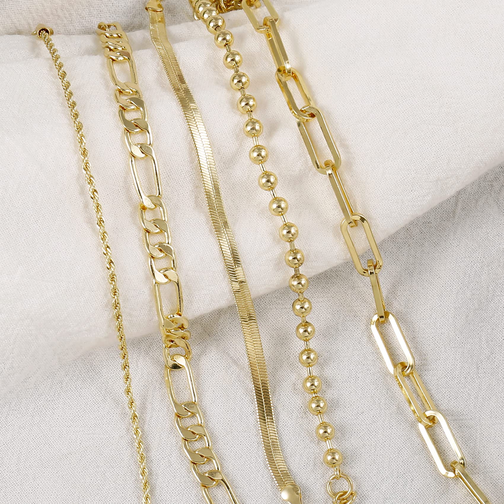 14K Gold Plated Dainty Link Beads Bracelet for Women - Adjustable Layered Fashion Jewelry Set, Handmade Gold Chain Bracelet for Girls | Perfect for Daily Wear, Parties & Gift Giving
