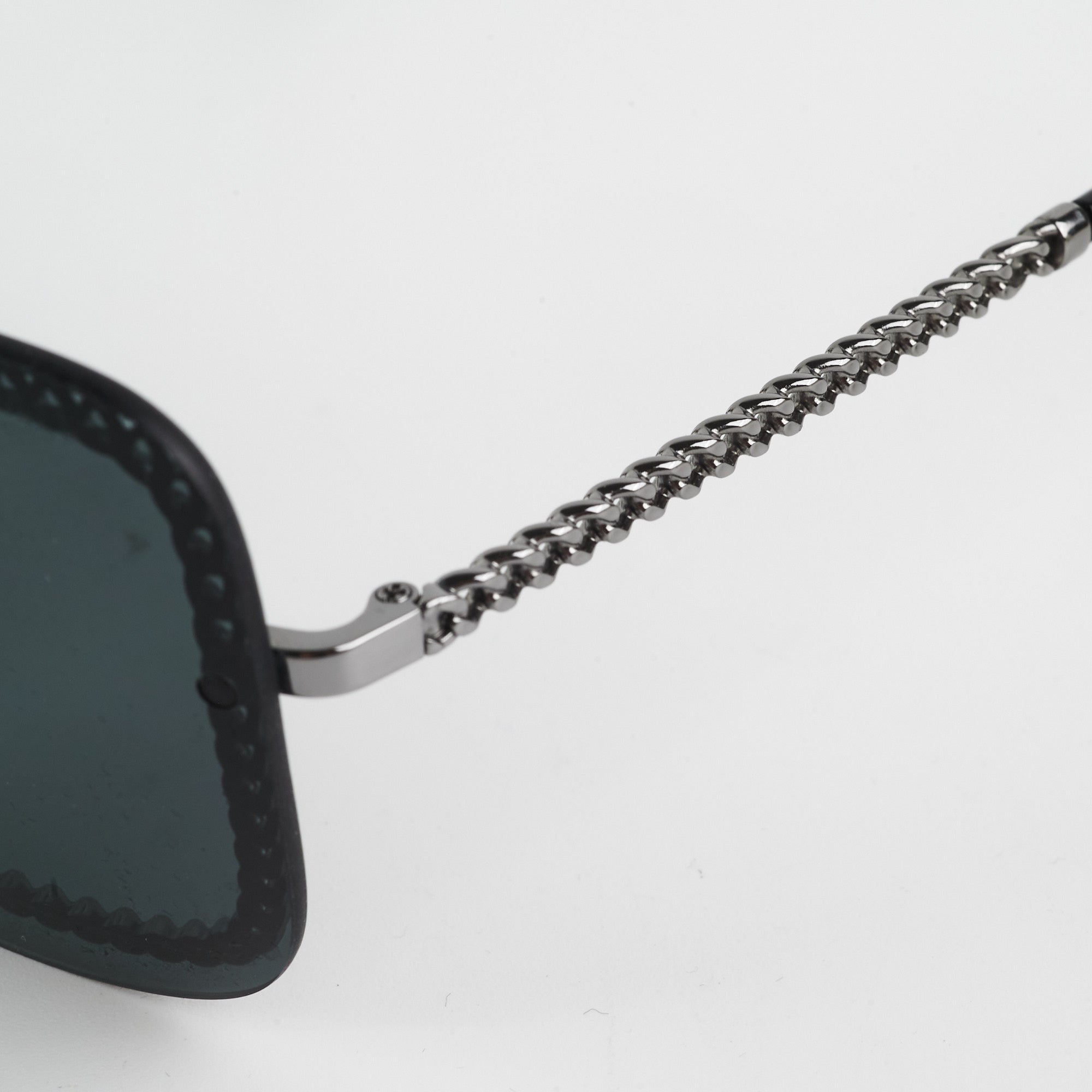 Chanel Square Sunglasses for Women - Grey/Gunmetal Black Frame with Chain - Luxury Fashion Sunglasses for Beach, Driving & Outdoor Activities