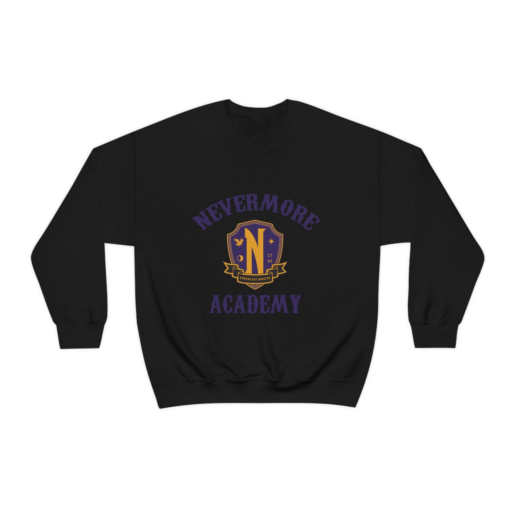 Nevermore Academy Sweatshirt | Wednesday Addams Hoodie | Addams Family Horror Sweater | Gothic Fashion for Halloween & Cosplay | Unisex Pullover for TV Show Fans