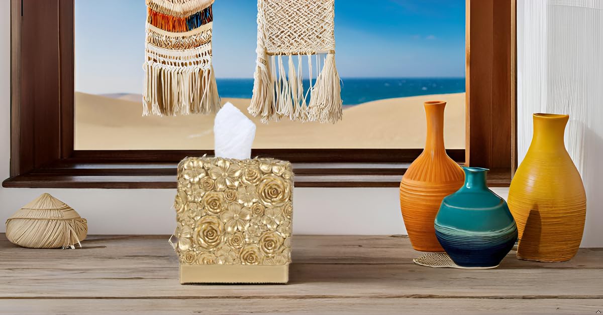 Hymmah Modern Square Tissue Box Cover Holder - Stylish Bathroom Vanity & Countertop Decor - Unique Design for Bedroom, Living Room & Home Accessories - Perfect for Home, Office & Hotel Decor