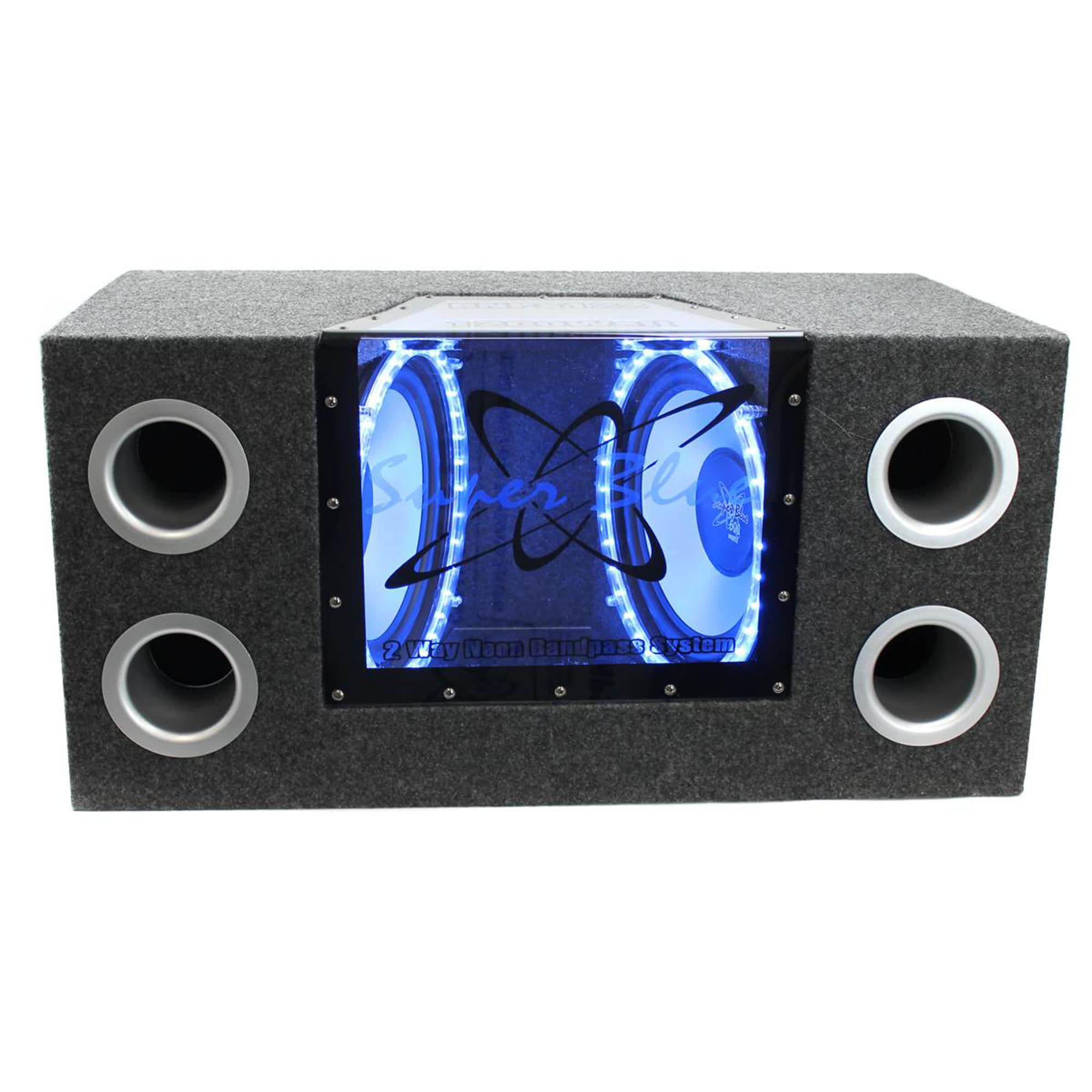 12'' 1200W Powered Subwoofer Speaker with Blue LED Lights - 2-Way Bandpass Car Audio System in Vented Enclosure | Premium Bass for Cars, Trucks & Home Theater | Perfect for Road Trips, Parties & Movie Nights