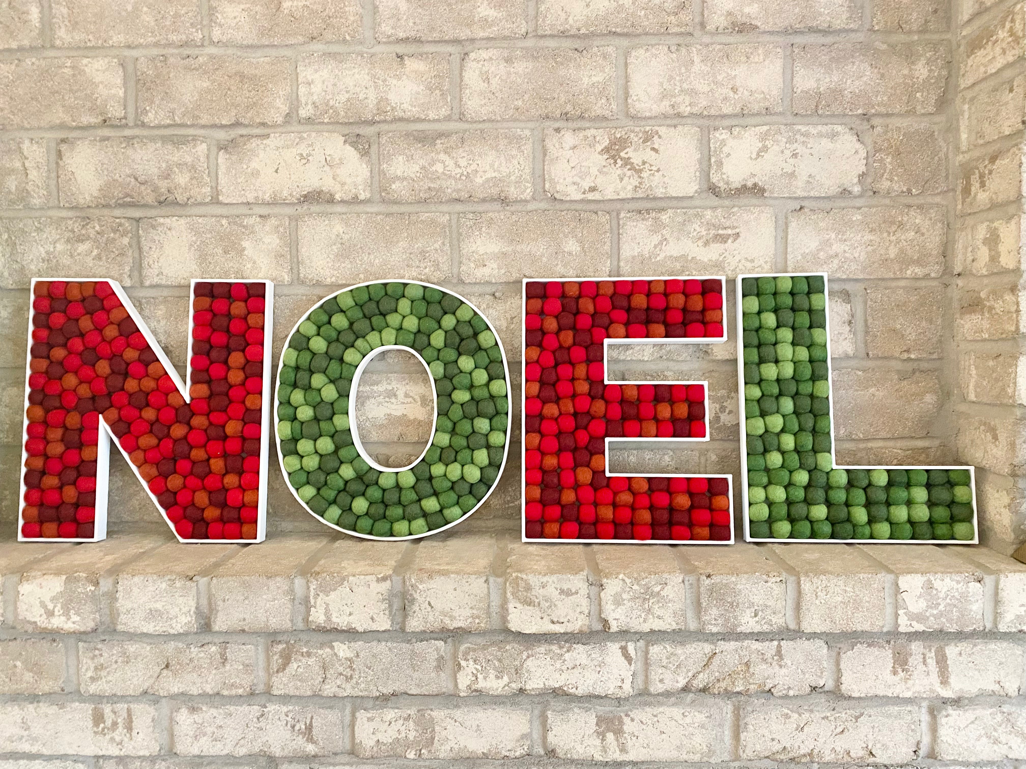 NOEL Felt Ball Christmas Letters - Handmade Wool Felt Holiday Decor for Xmas Tree, Mantel & Home Decorations (Perfect for Holiday Parties, Gift Wrapping & Festive Home Styling)
