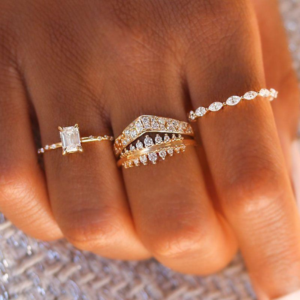 Exquisite Floating Round & Marquise Diamond Ring for Women | Elegant Wedding, Engagement & Anniversary Jewelry Gift