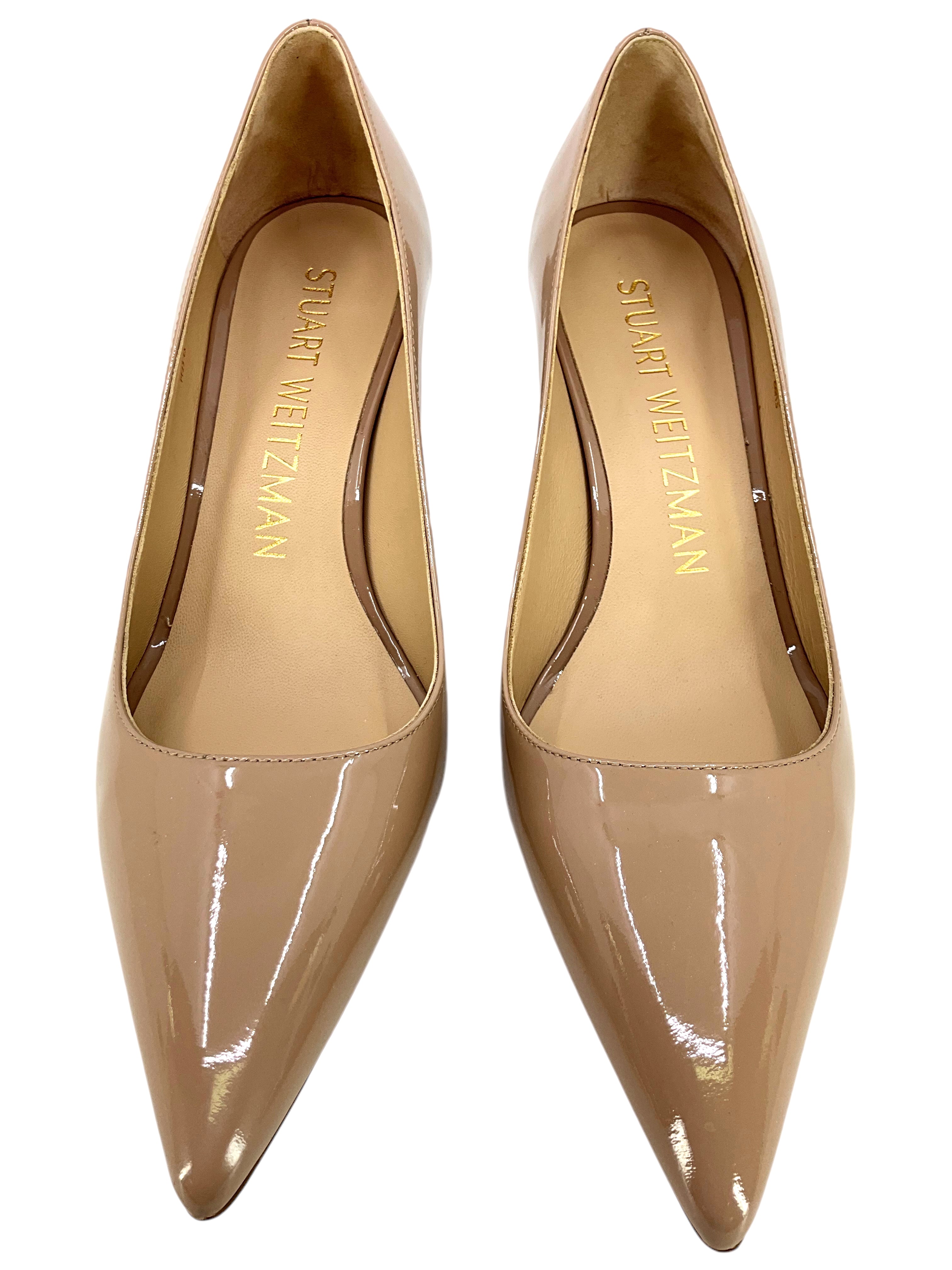 Stuart Weitzman Women's 75mm Block Heel Pump Shoes - Size 8.5 | Classic Pointed Toe Pumps for Office, Wedding & Evening Events