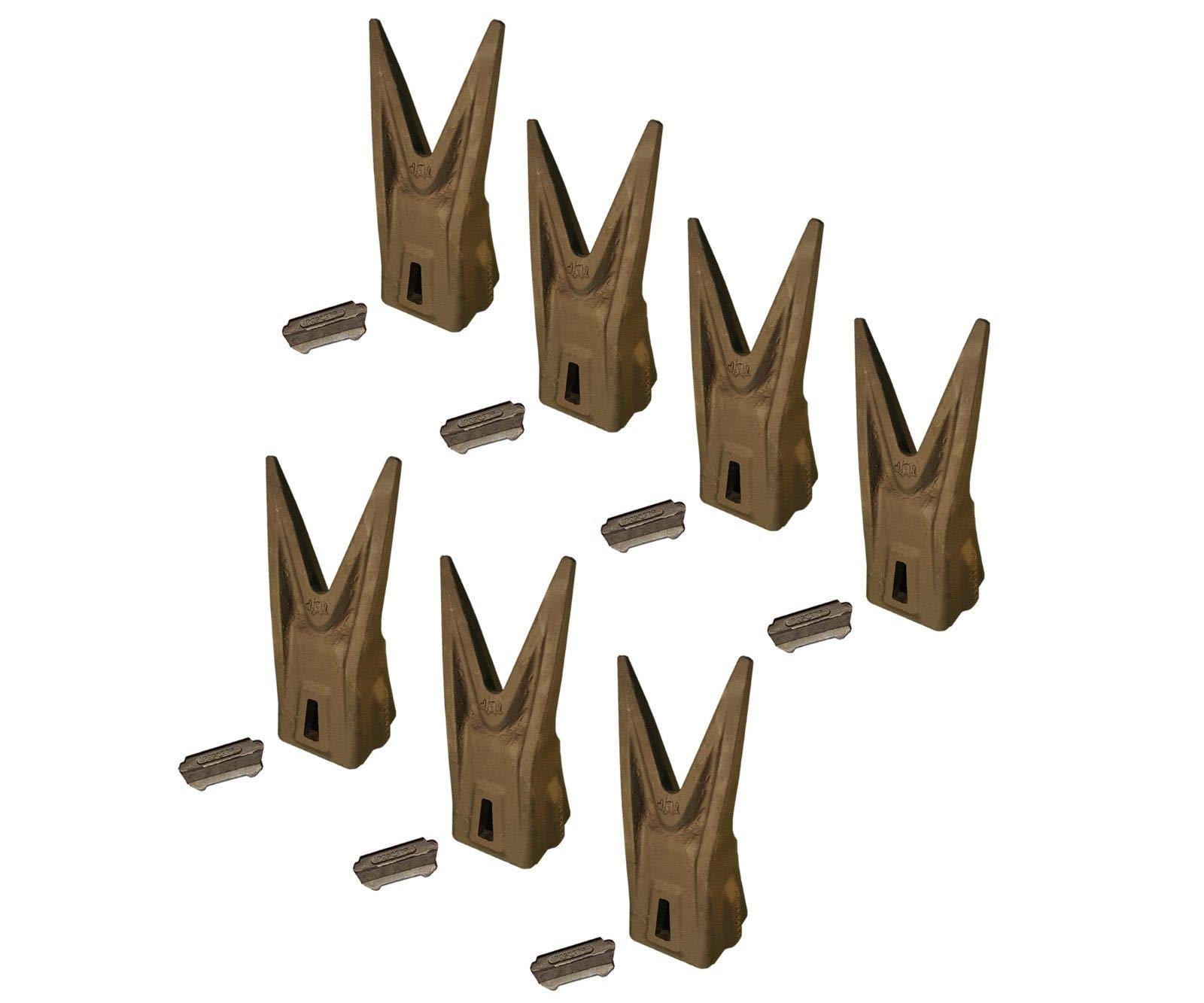7 Hensley Style Parabolic Twin Tiger Rock Teeth with Flex Pins - X290WT Series for Excavator Bucket Replacement & Heavy-Duty Digging