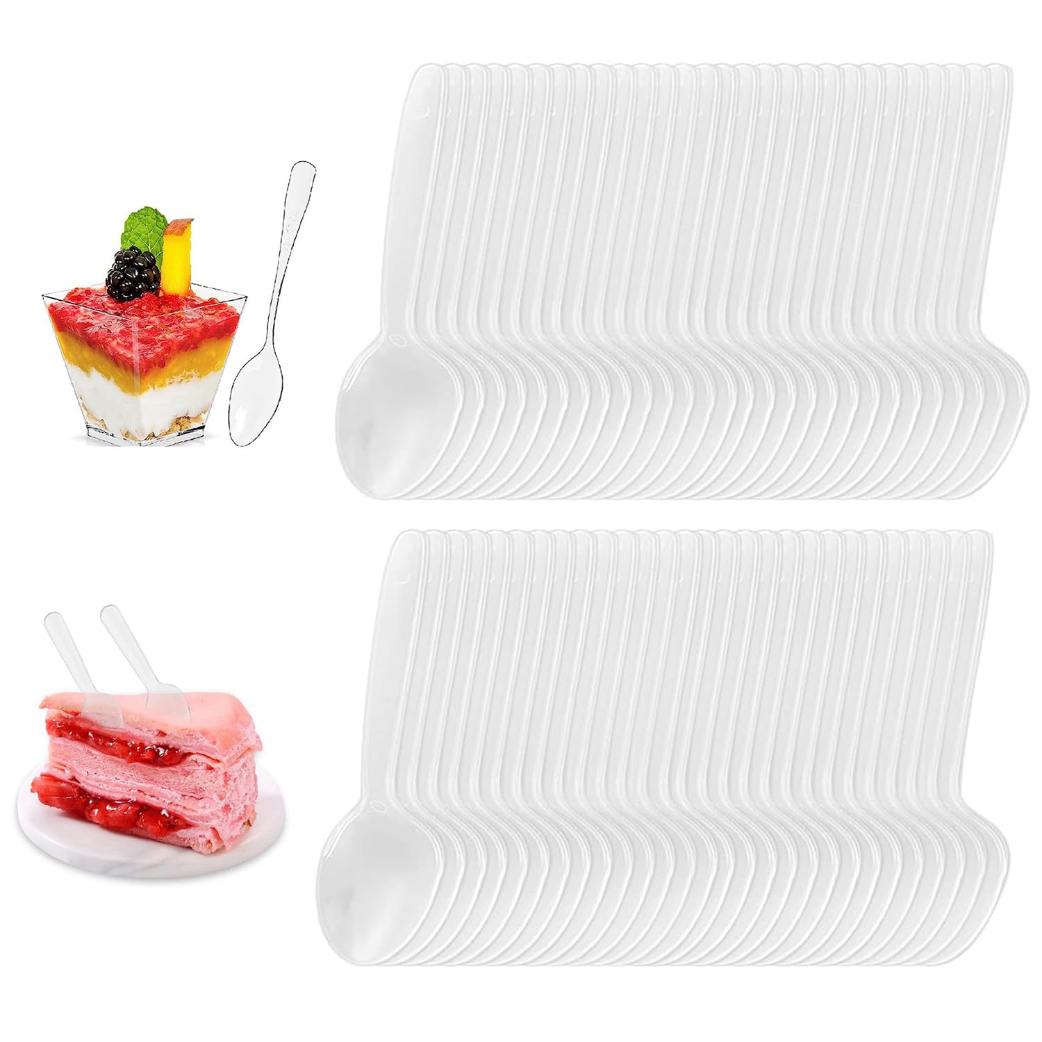 500-Pack Clear Plastic Mini Tasting Spoons - Small Disposable Dessert Spoons for Parties, Ice Cream, Coffee, Yogurt & Daily Use - Durable & Hygienic Plastic Cutlery for Catering, Events & Home