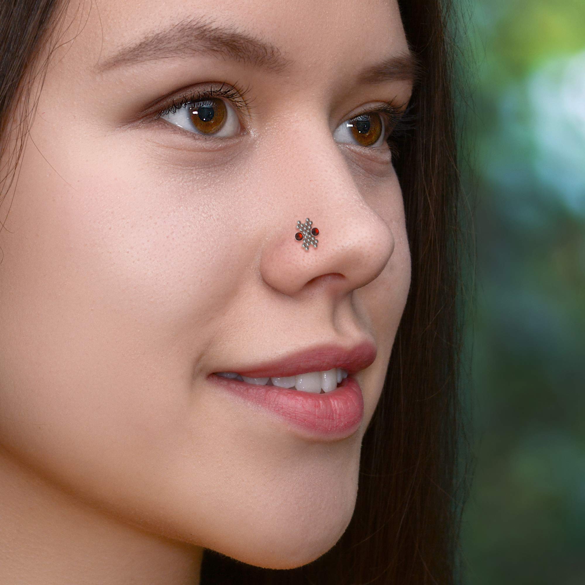 Surgical Steel Nose Ring Stud - Garnet Nostril Screw Stud for Nose Piercing Jewelry | Perfect for Everyday Wear, Parties & Special Occasions