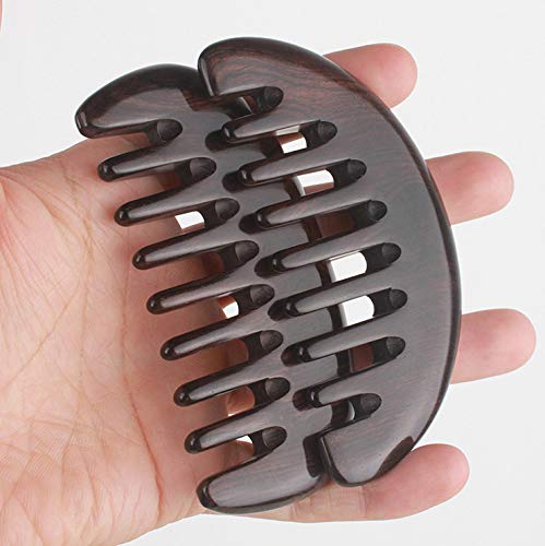 ERZA SCARLET Wooden Head Massage Comb - Wide Tooth Ebony Comb for Scalp, Hair & Breast Massage (African Camwood) - Perfect for Relaxation, Stress Relief & Hair Care