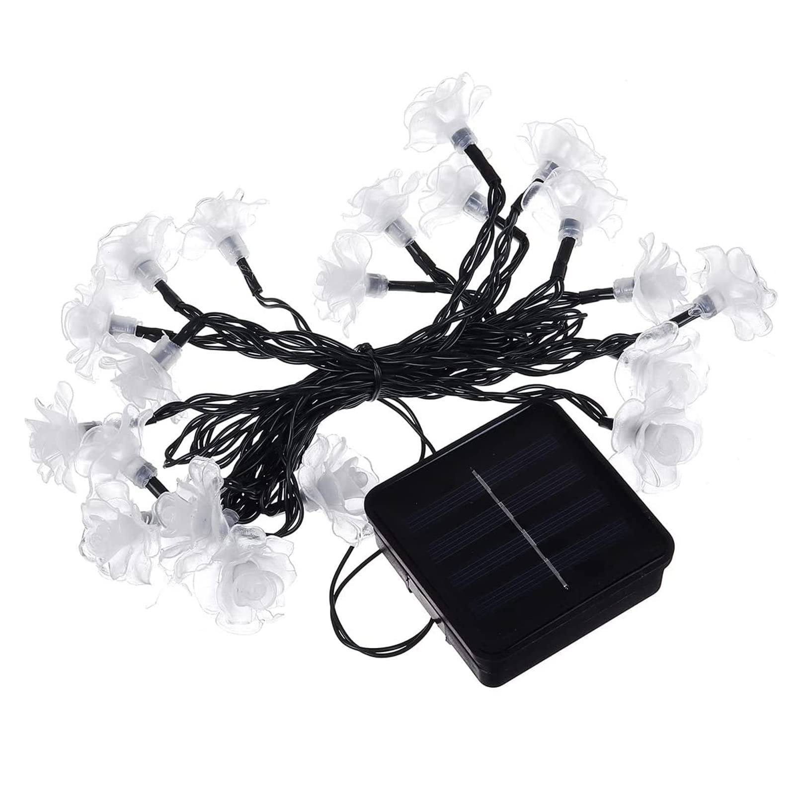 Solar Powered Flower String Lights - 20FT Waterproof 30LED Rose Fairy Lights with 8 Lighting Modes | Outdoor Garden Decor, Pathway Lighting, Wedding & Christmas Decoration (Blue) - Perfect for Patio, Backyard, Party & Holiday Decorations