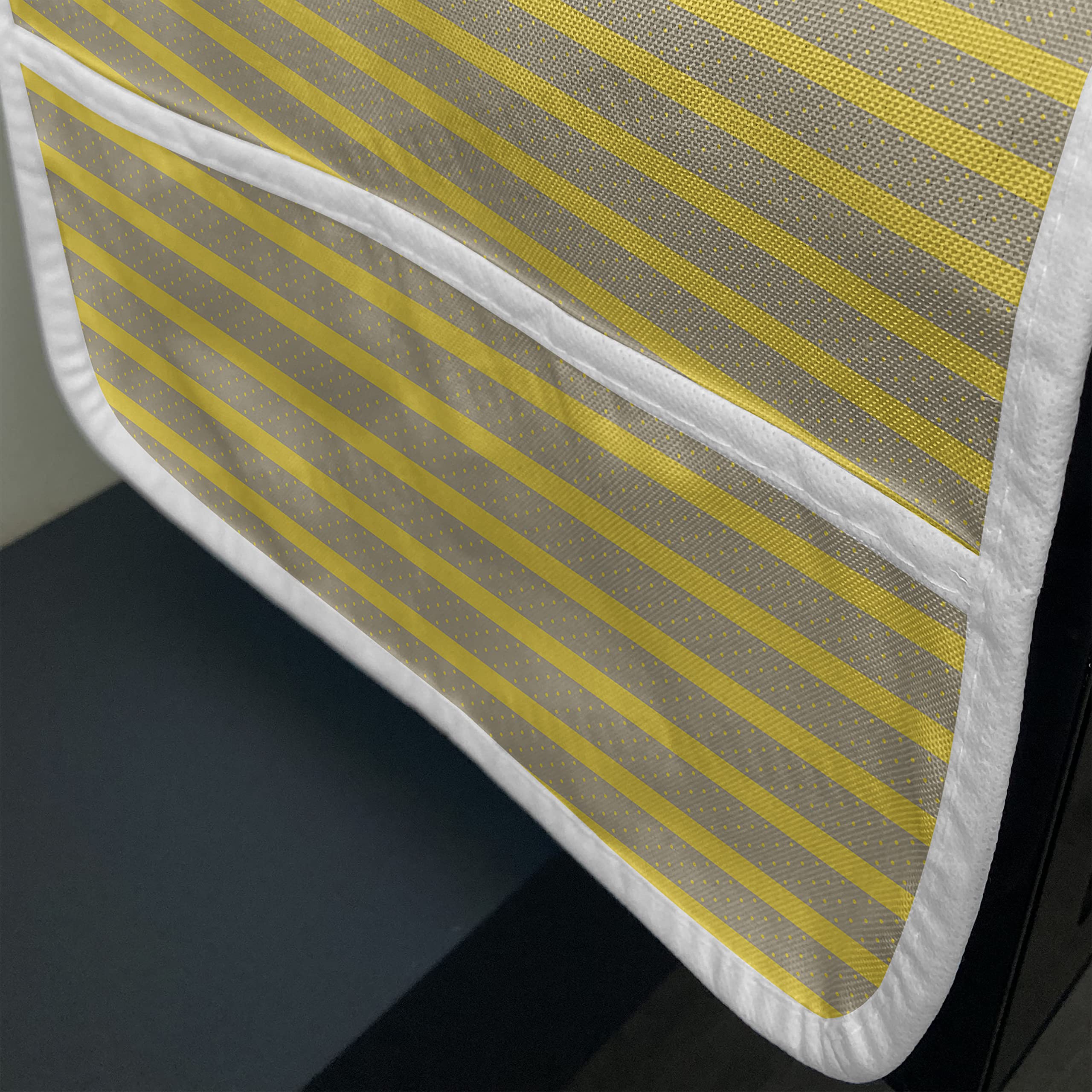 Ambesonne Abstract Microwave Oven Cover - Water Resistant Kitchen Organizer with Pockets, 36x12 Inches, Yellow & Dark Eggshell Stripes Pattern | Perfect for Modern Kitchens & Microwave Protection