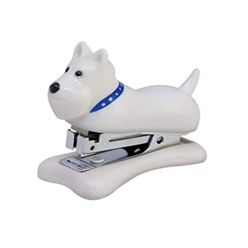 Cute Small White Dog Stapler - Glossy & Detailed Decorative Office Supplies for Paper, Crafting, and School Projects | Perfect for Home, Office, and Classroom Use