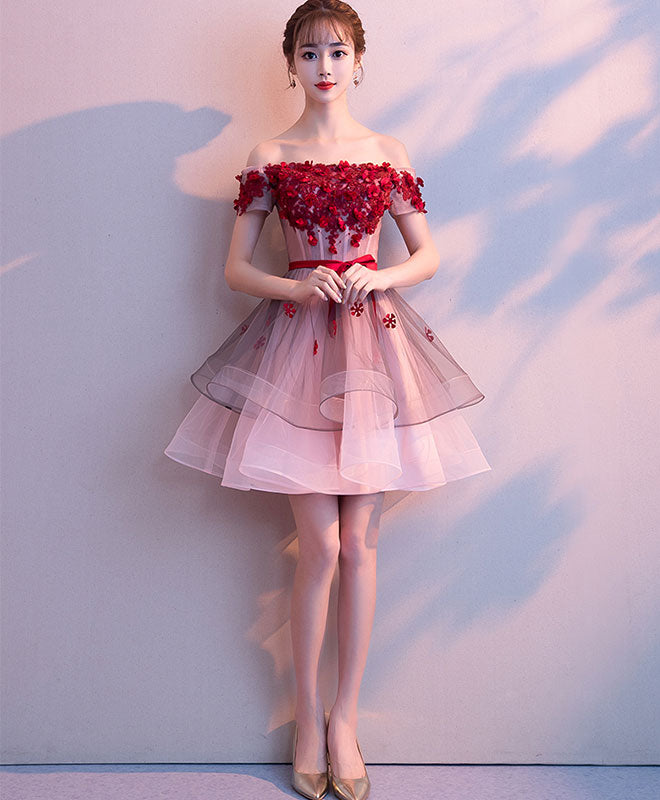 Elegant Pink Tulle Lace Short Prom Dress for Homecoming - Perfect for Prom Night, Formal Dances & Special Occasions