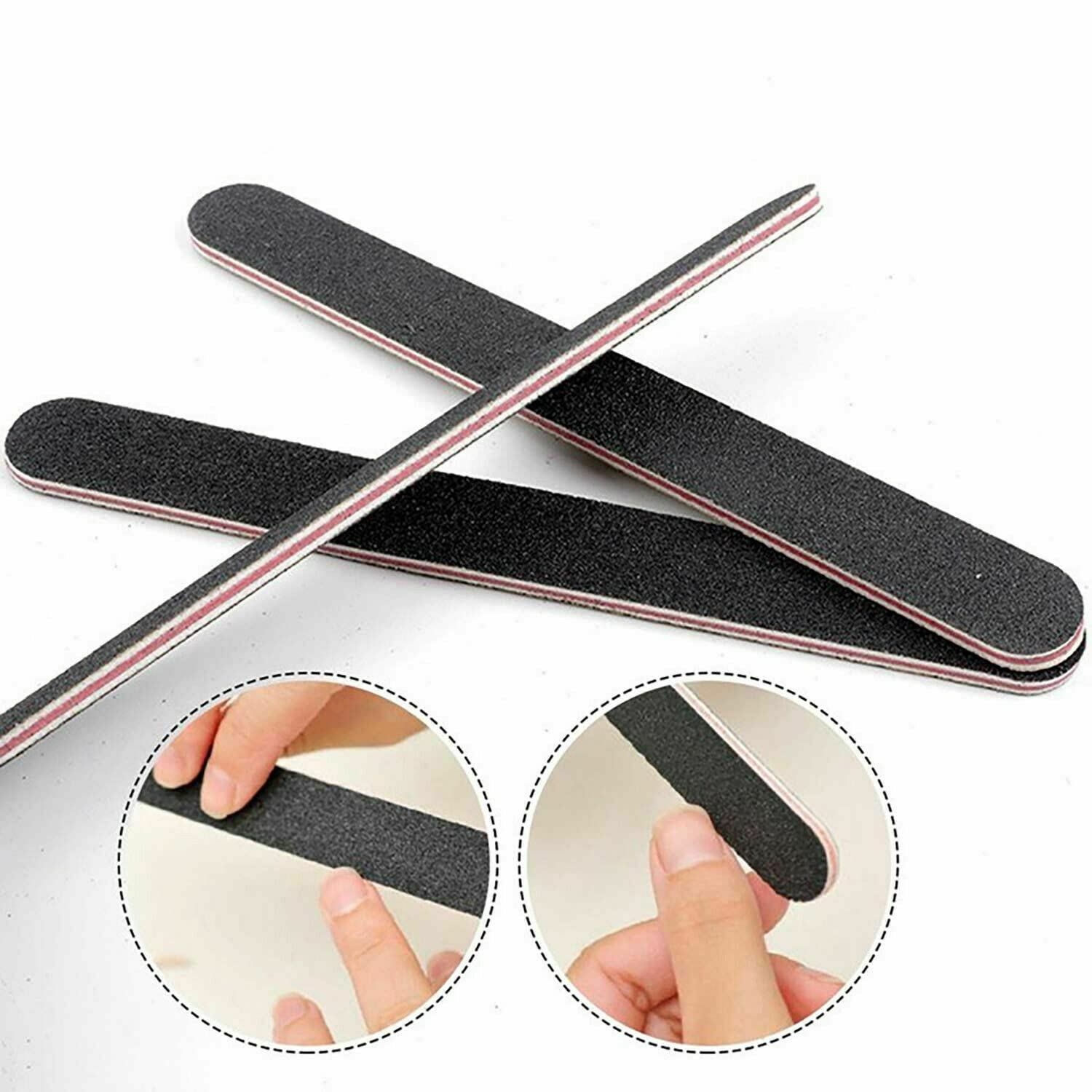 MISKEEN - 3 Pack Professional 2-in-1 Double Sided Nail Files 100/180 Grit for Natural & Artificial Nails, Acrylic Tips, Nail Extensions - Perfect for Salon, Home Manicure & Pedicure Care