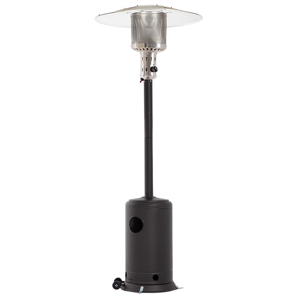 Outdoor Propane Patio Heater - 48,000 BTU Tall Standing Steel Garden Heater with Hammered Mocha Finish & Accessories - Perfect for Backyard, Deck, and Outdoor Dining Areas