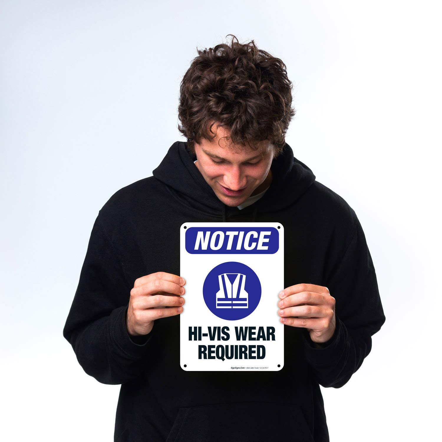Hi-Vis Wear Required OSHA Sign - 10x7 Inches, Rust-Free .040 Aluminum, Fade-Resistant for Indoor/Outdoor Use - Made in USA - Perfect for Construction Sites, Warehouses & Safety Zones
