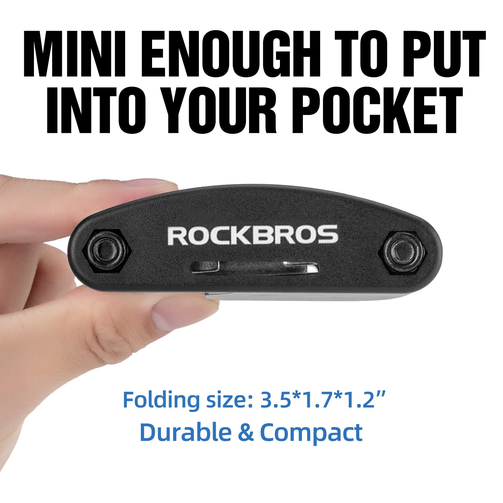 ROCKBROS 16-in-1 Multi-Function Bike Repair Tool Kit - Portable Foldable Cycling Multitool with Allen Wrench & Tire Levers - Perfect for Road Bikes, Mountain Bikes & Commuting Cyclists