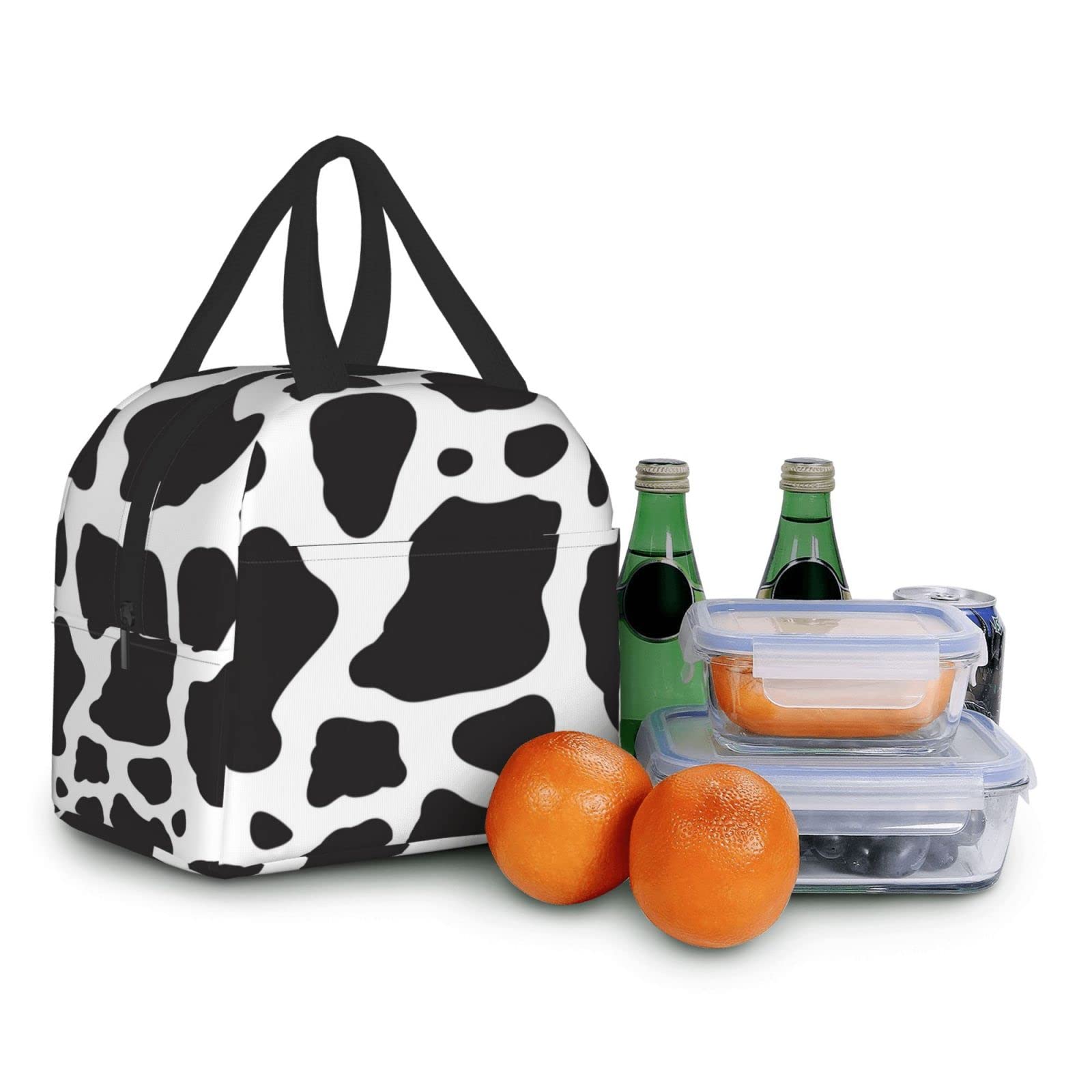**Pink Cow Print Insulated Lunch Box - Reusable & Portable Meal Bag for Men & Women - Perfect for Work, Travel, Picnic & School Lunch**
