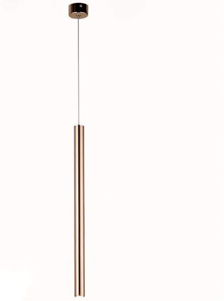 Modern Gold Pendant Light Fixture - 5W LED Tube Hanging Lamp for Kitchen Island, Bar Counter, Dining Room & Shop Lighting - Cylinder Pipe Design Spot Light