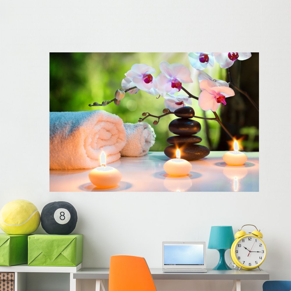 Wallmonkeys WM192219 Massage Composition Spa with Candles Peel and Stick Wall Decals - 60