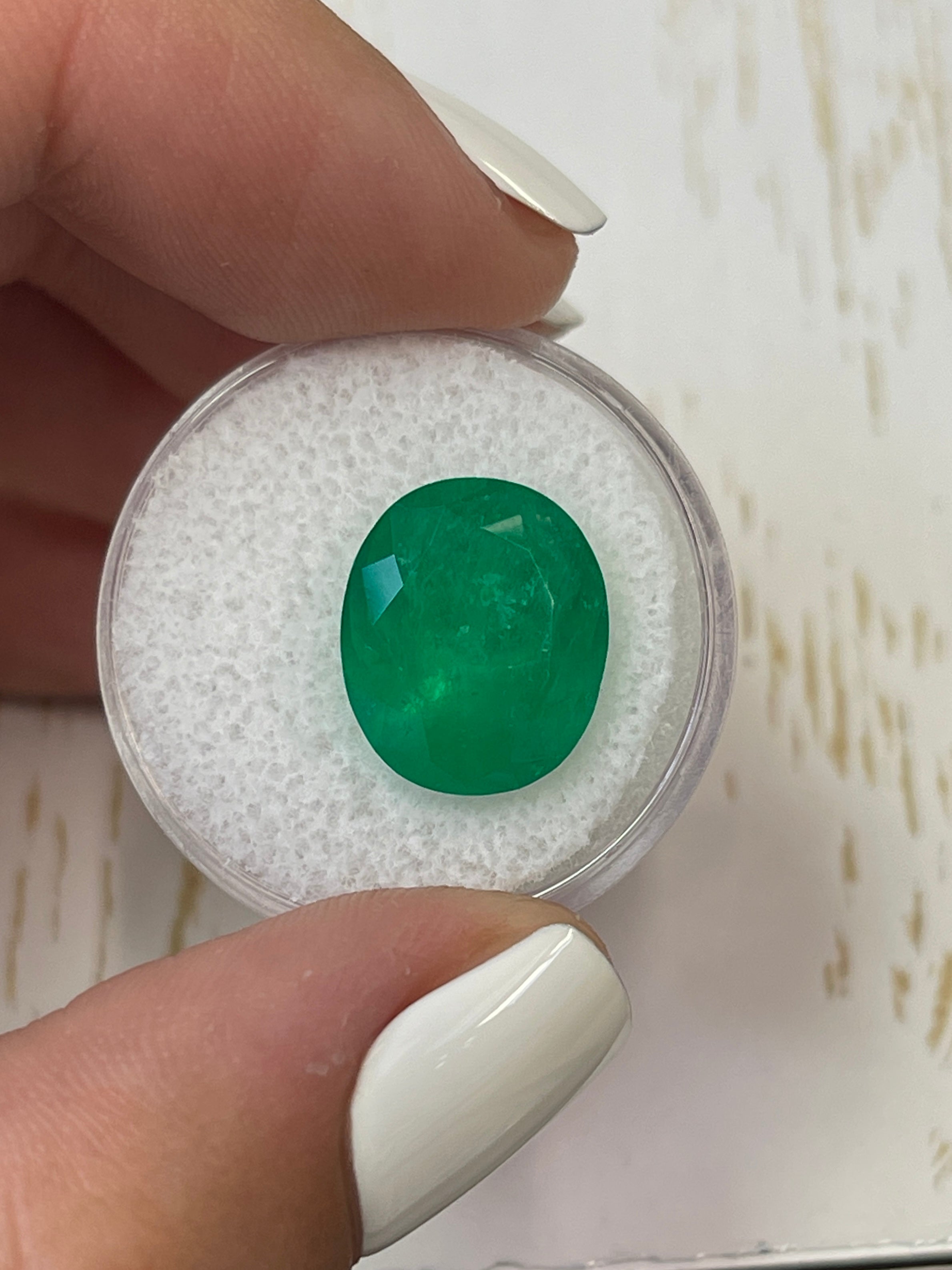 8.29 Carat 14x12mm Deep Green Natural Colombian Loose Emerald Gemstone - Oval Cut for Jewelry Making, Engagement Rings & Luxury Gifts