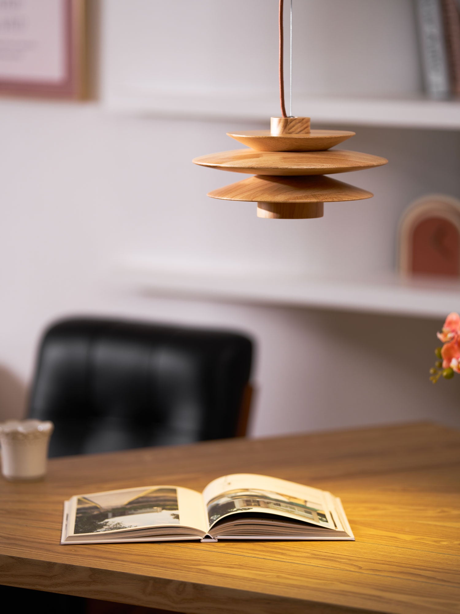 Handmade Cascade Wooden Disc Pendant Light - Natural Boho Ceiling Lamp for Living Room, Bedroom & Dining Room Decor - Perfect for Modern Farmhouse, Rustic & Scandinavian Style Homes