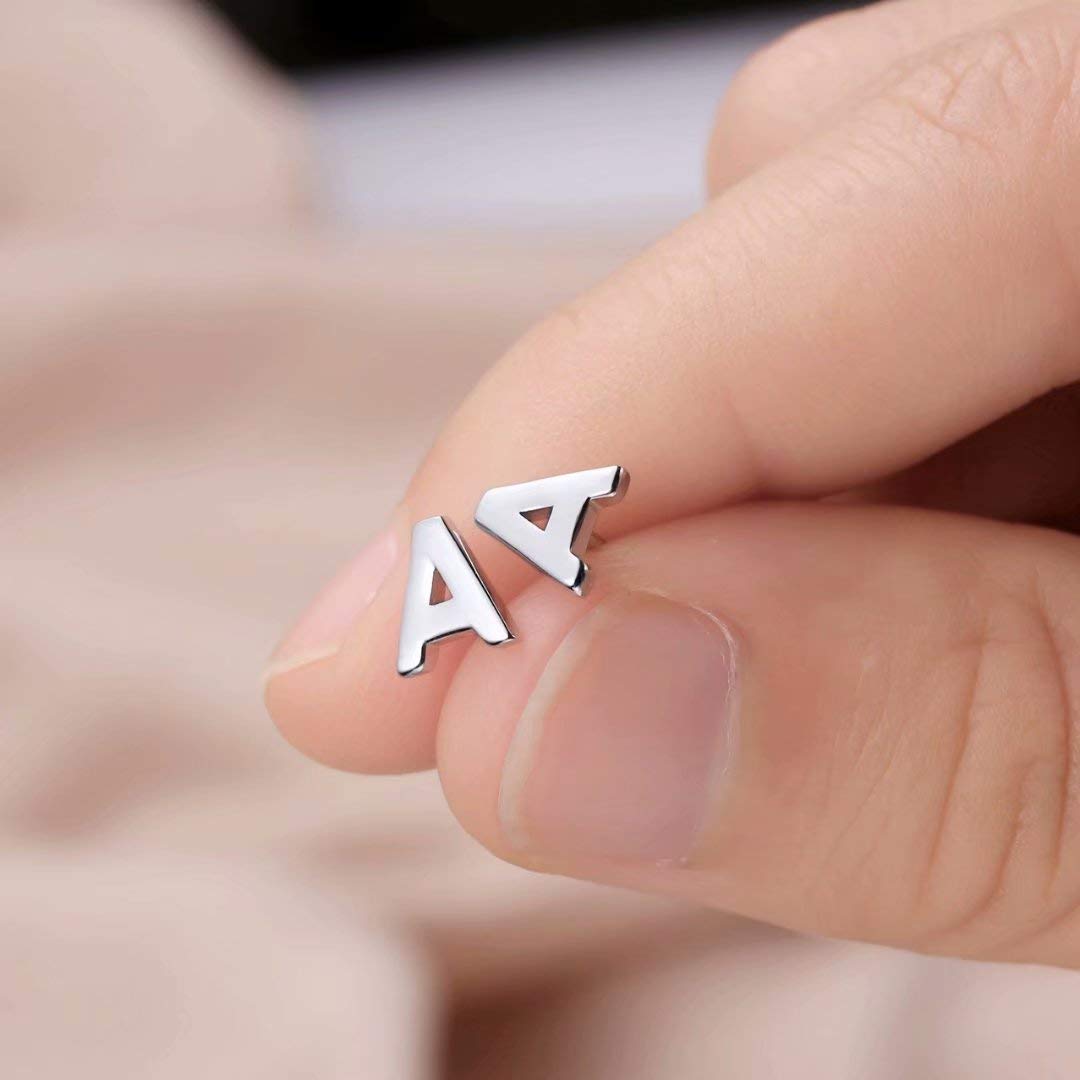 Sterling Silver Initial Stud Earrings for Women - Hypoallergenic 925 Silver Jewelry Gifts - Perfect for Everyday Wear, Birthdays & Special Occasions