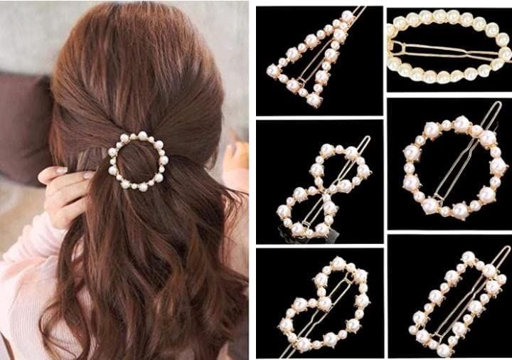 Elegant SS Metal Hair Clips for Women - Hollow Hairpins with Pearl Accents, Korean Style Barrettes (8-Pack) - Perfect for Weddings, Parties & Everyday Hairstyling