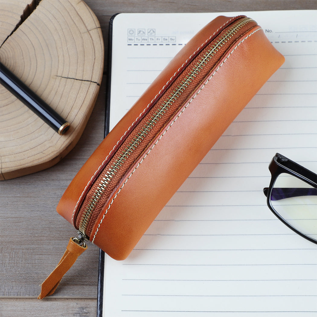 Handmade Unisex Leather Glasses Case & Pen Holder - Premium Eyewear and Writing Accessories Organizer for Travel, Office, and Daily Use