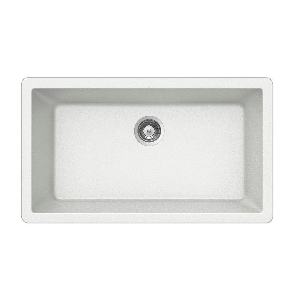 Houzer Quartztone Series 33 Granite Undermount Single Bowl Kitchen Sink - V 300U CLOUD | Premium Scratch-Resistant Composite Sink for Modern Kitchens | Perfect for Food Prep, Dishwashing & Entertaining