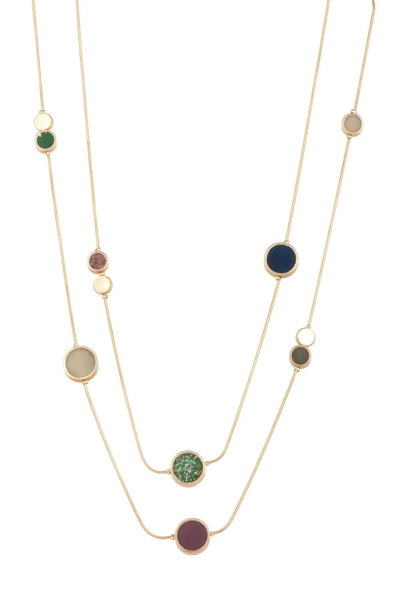 Layered Gold Multicolor Stone Necklace for Women - Long Boho Beaded Statement Jewelry for Casual Wear & Special Occasions