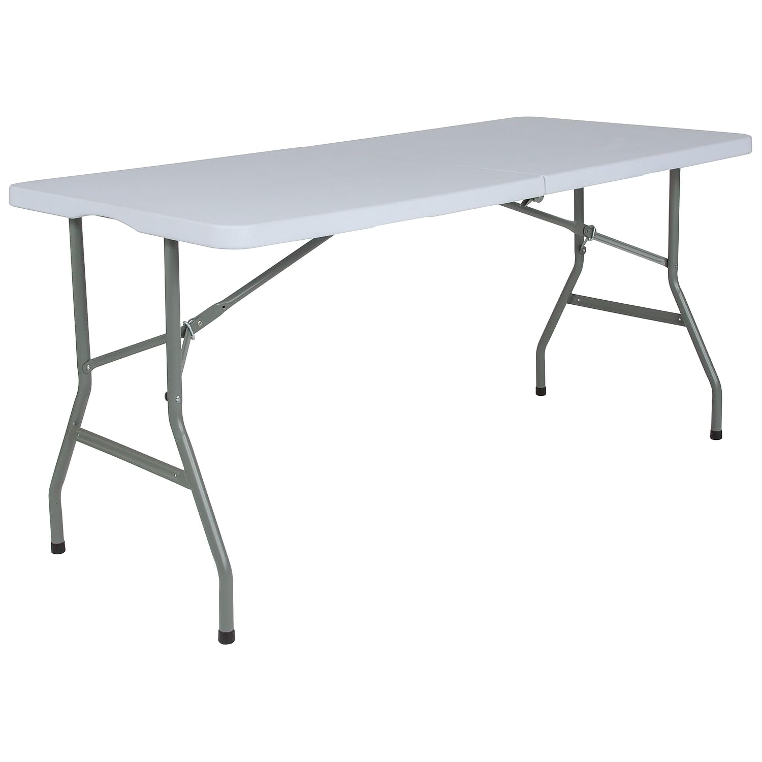 Flash Furniture Kathryn 4.97-Foot Bi-Fold Granite White Plastic Folding Table - Perfect for Events, Parties, and Home Use