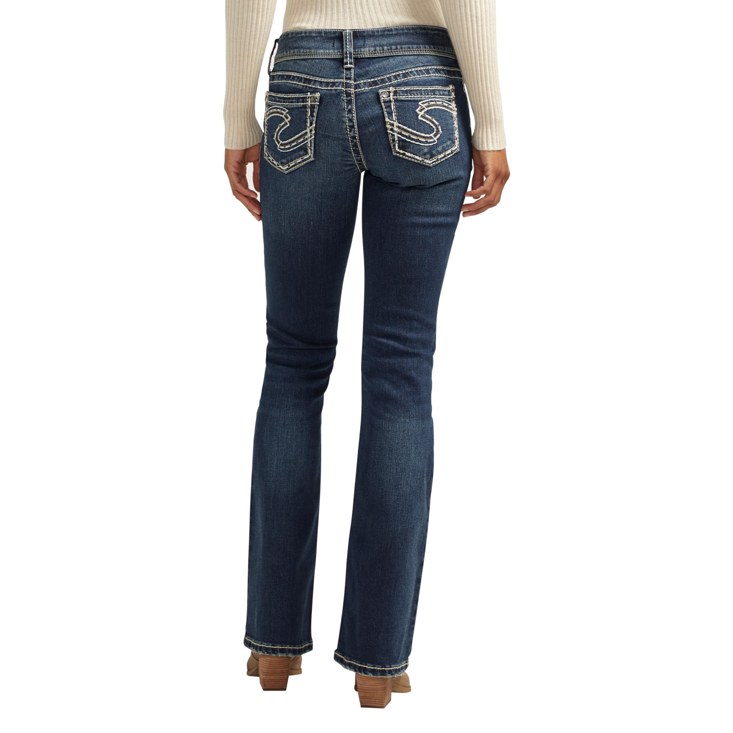 Silver Jeans Co. Women's Suki Mid Rise Curvy Fit Bootcut Jeans - Indigo Wash Denim Pants for Plus Size | Comfortable & Flattering for Work, Casual Outfits and Night Out
