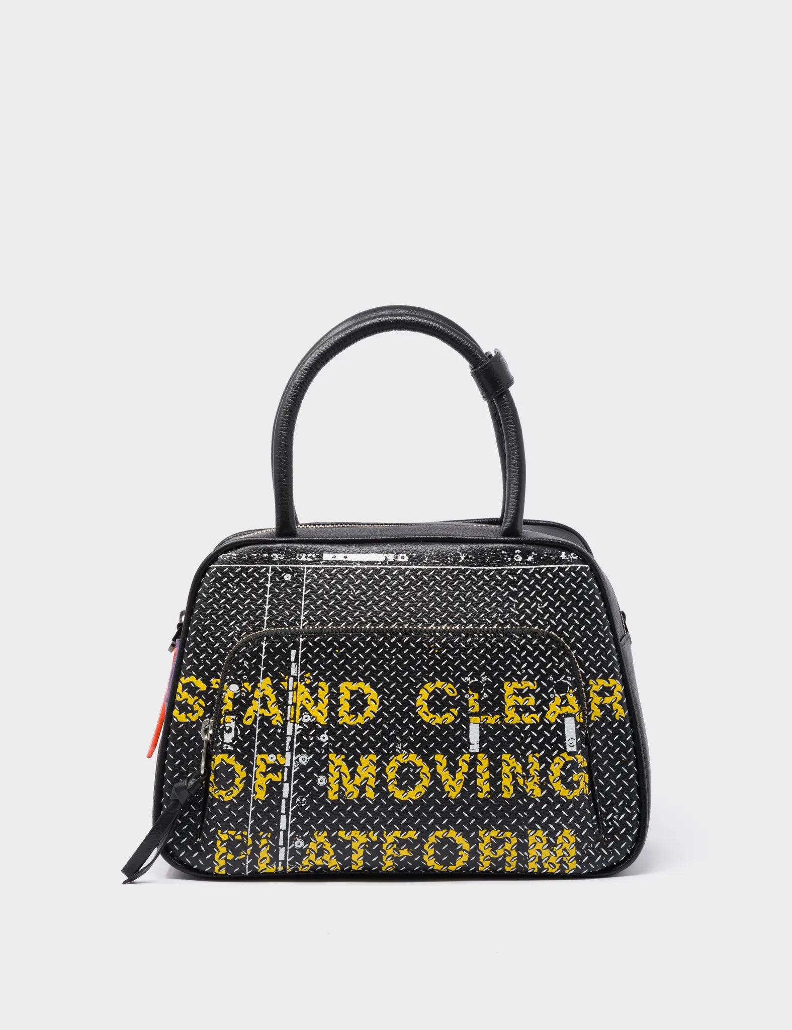 Marino Medium Crossbody Bag - Black Genuine Leather with Subway Platform Print | Stylish & Durable for Work, Travel & Daily Use
