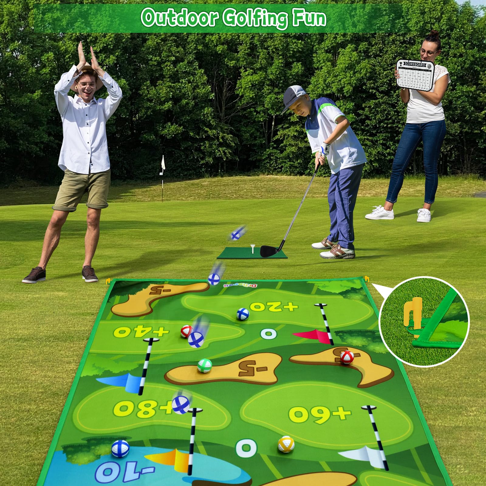 **Dr.Rapeti Golf Chipping Game Set – Indoor & Outdoor Golf Training Equipment for Kids & Adults – Perfect for Beginners & Advanced Players – Family Golf Practice & Gift for Golf Lovers (60 x 40 Inch) – Great for Backyard, Parties & Fun Outdoor Activities**